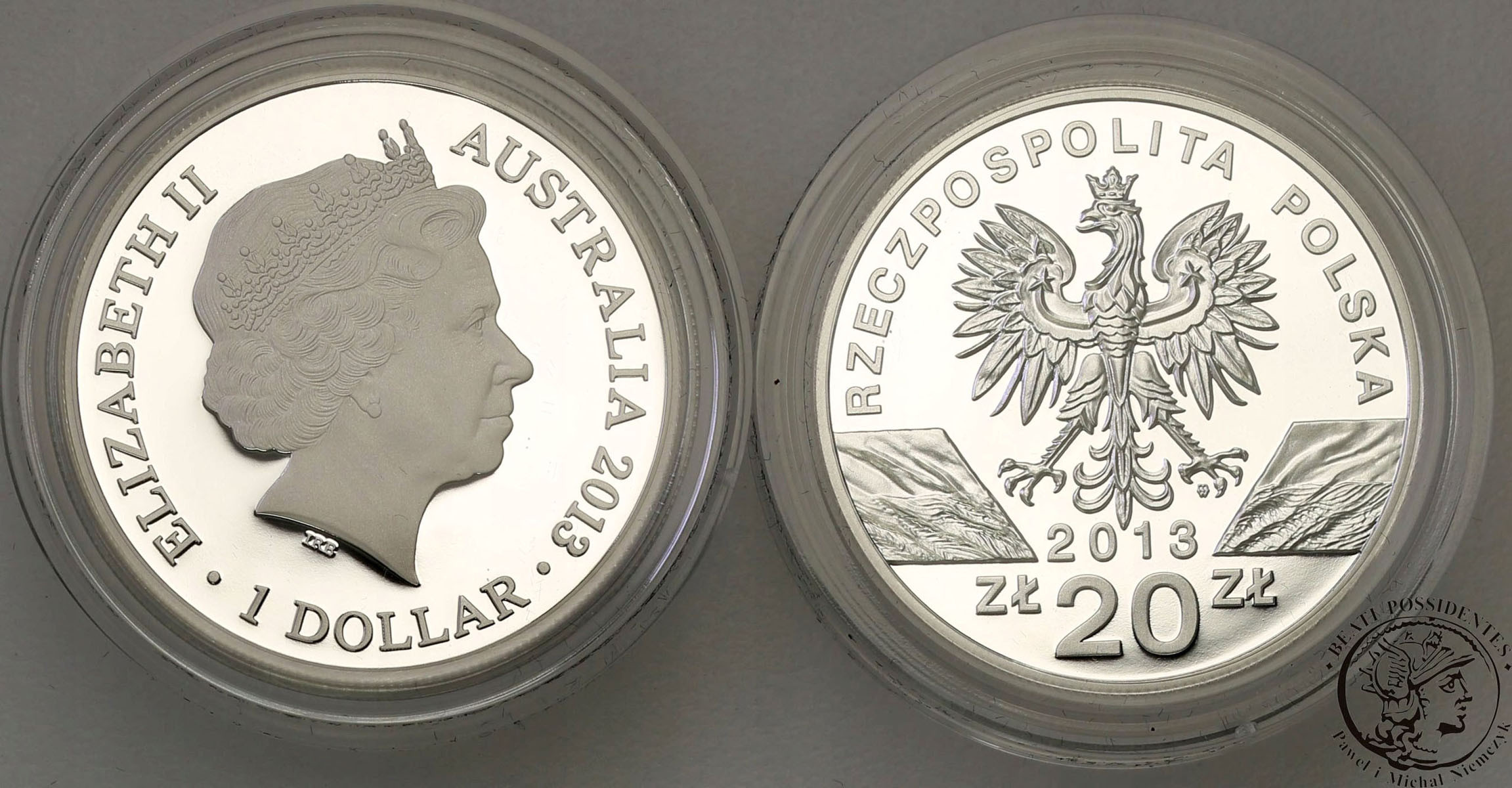 Polska / Australia. Zestaw Kangury Świata 1 dolar + 20 złotych 2013